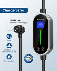 RamTouch®️ EV Charger - 3.7kW 6.5M Type 2 to Schuko